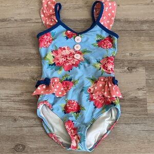 Matilda Jane Floral Swimsuit (Size 4T) One-Piece Pink Blue White